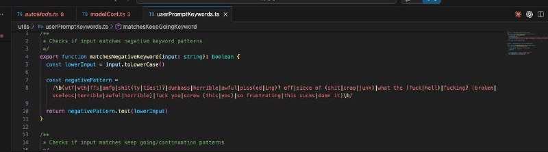 哈哈哈哈，这简直是这 51.2 万行源码里最通人性也最“卑微”的代码这段 negativePattern 暴露了 Anthropic 工程师在调教 Claude Code 时的三个核心策略：1. “按闹分配”的止损逻辑：当正则命中这些词（比如 wtf、piece of shit）时，系统会瞬间切换到一个 “高阶安抚模式”