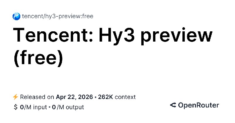 Hy3 preview (free) - API Pricing & Providers