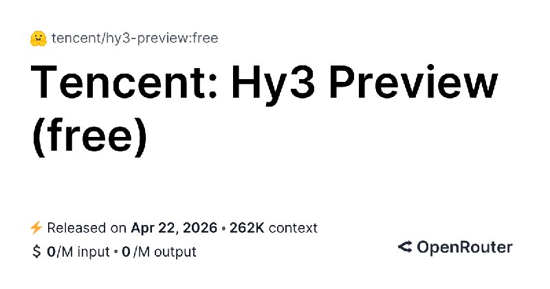 Hy3 preview (free) - API Pricing & Providers